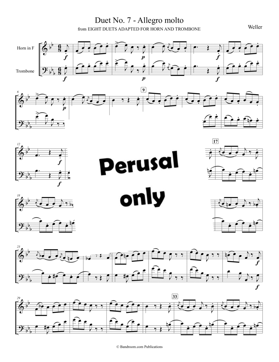 “Duet No. 7 - Allegro molto” from EIGHT DUETS ADAPTED FOR HORN AND TROMBONE image number null