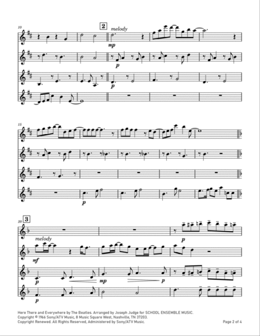 Here, There And Everywhere Clarinet Quartet scores gallery preview page 2