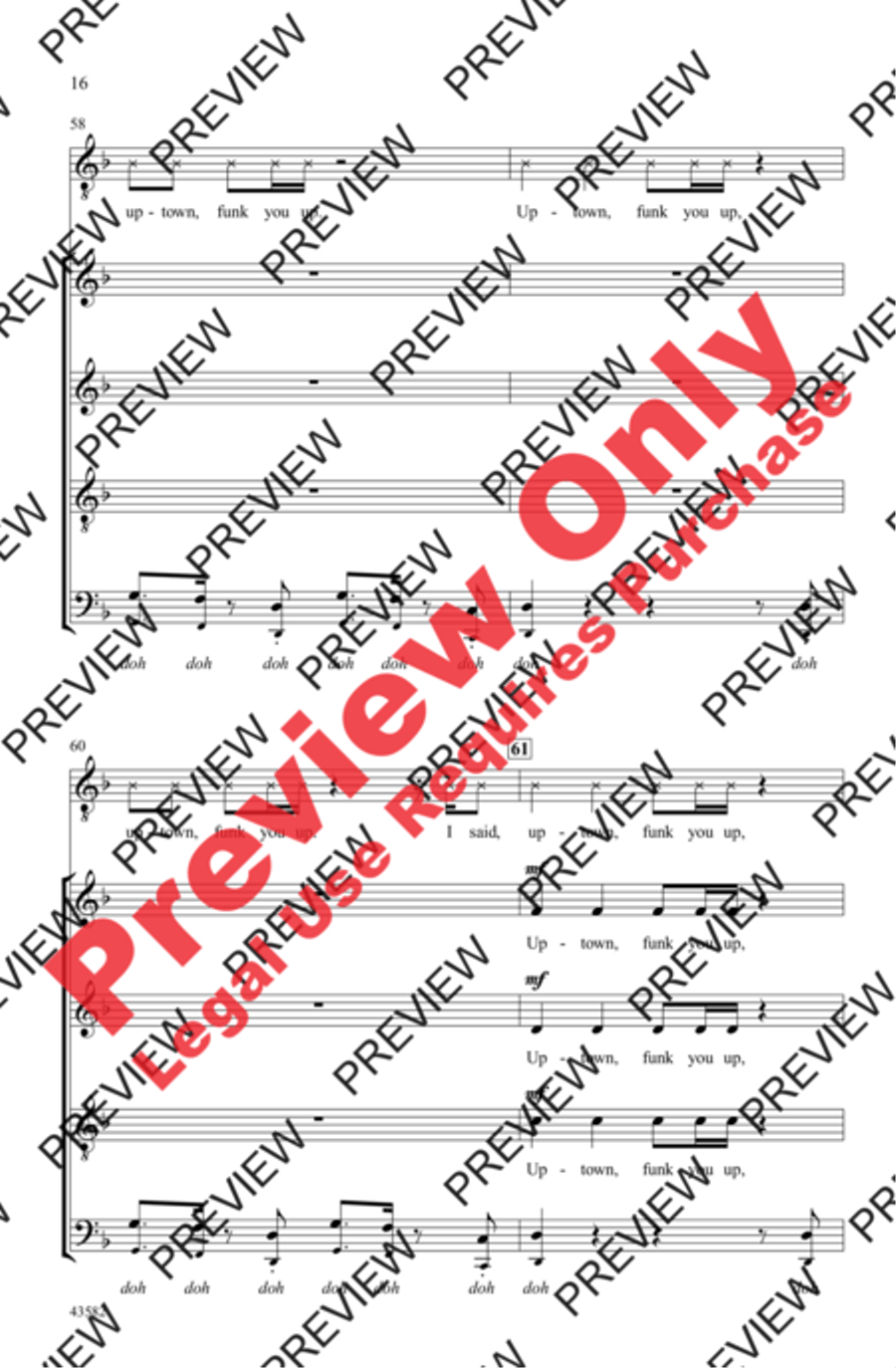 Uptown Funk 4-Part scores gallery preview page 16