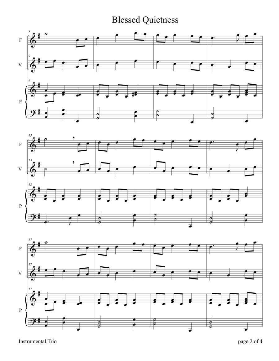 Blessed Quietness (for Flute and/or Violin Duet with Piano accompaniment) Flute scores gallery preview page 6