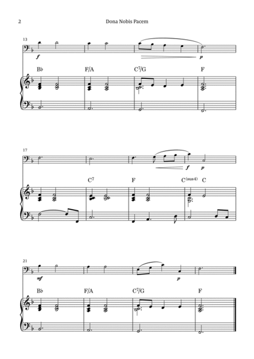 Dona Nobis Pacem - for trombone (with piano accompaniment with chords) image number null