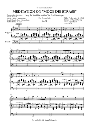 Book cover for Meditation on "Möge die Straße", Op. 92 (Organ Solo) by Vidas Pinkevicius (2022)