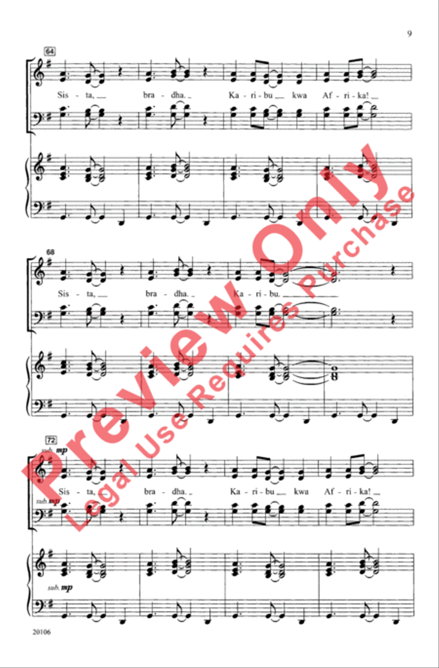 Jambo, Karibu Kwa Afrika Jambo, Karibu Kwa Afrika 4-Part scores gallery preview page 9