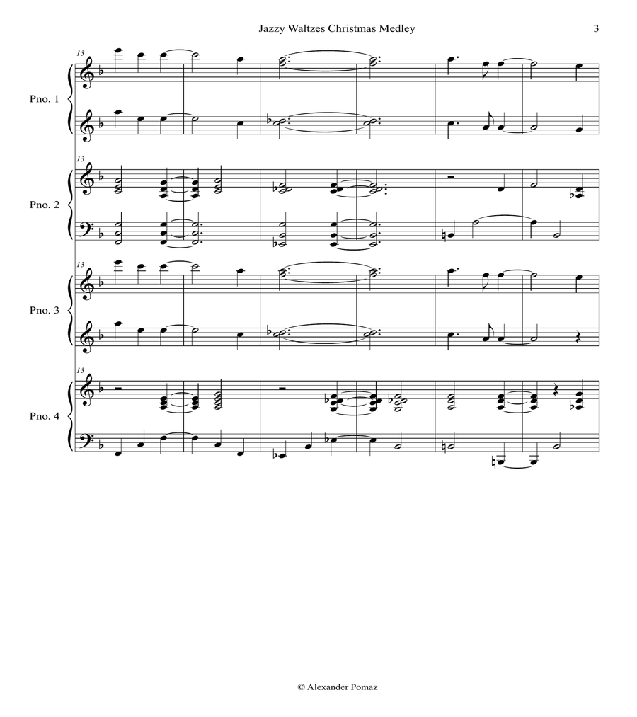 Jazzy Waltzes Christmas Medley - Alexander Pomaz - 8 Hands 2 Pianos image number null