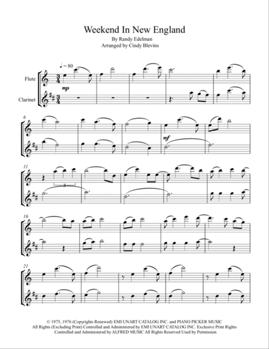 Weekend In New England Woodwind Duet scores gallery preview page 6