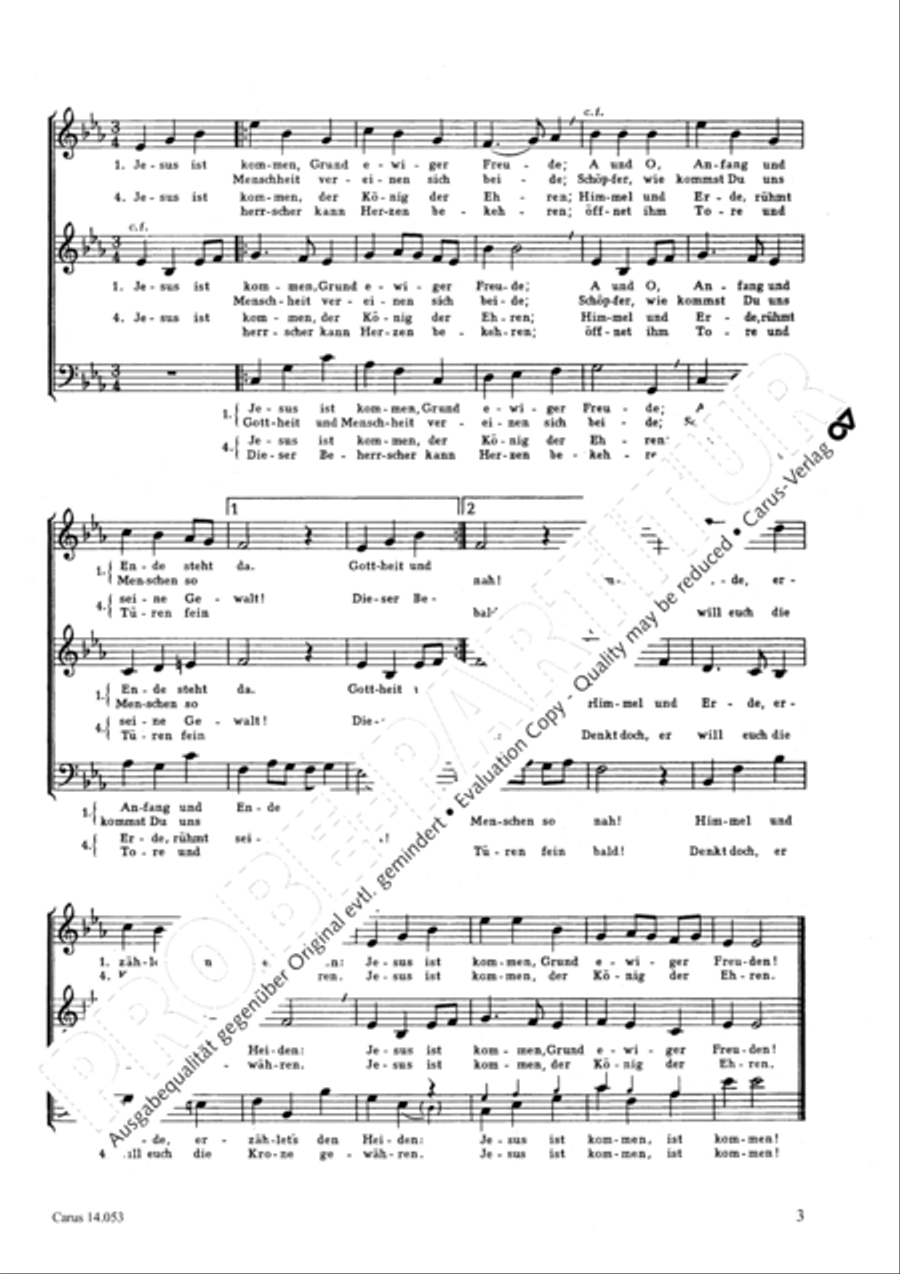 Jesus ist kommen, Grund ewiger Freude 3-Part scores gallery preview page 2