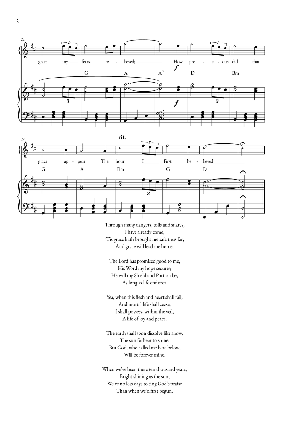 Amazing Grace Piano, Vocal scores gallery preview page 2