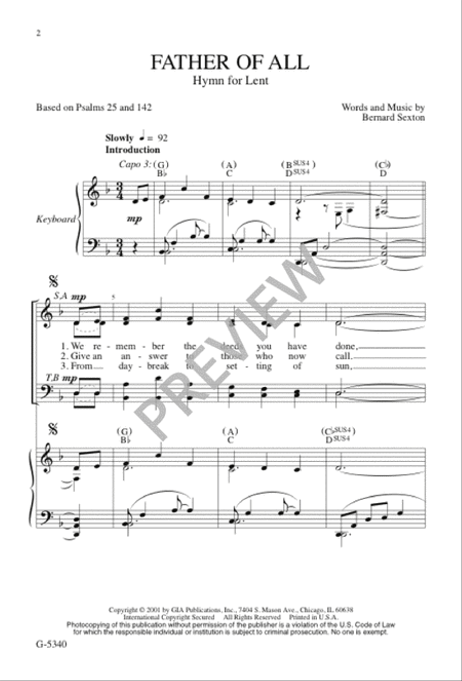 Father of All Father of All 4-Part scores gallery preview page 1