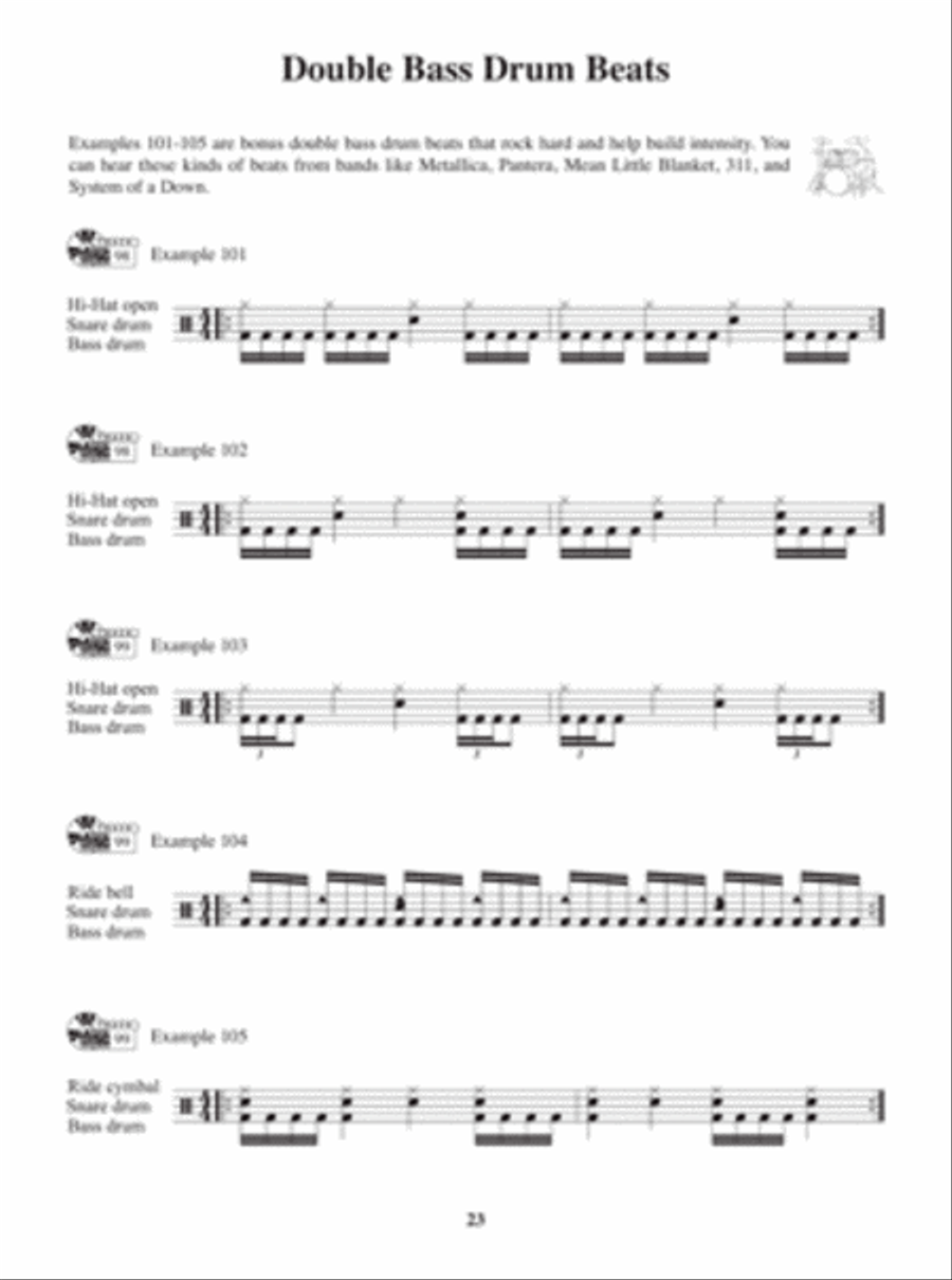 100 Legendary Modern Rock Drum Beats Drum Set scores gallery preview page 3