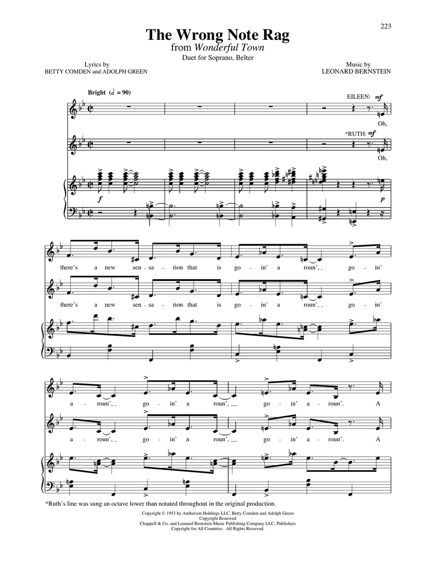 The Wrong Note Rag (from Wonderful Town) (Vocal Duet) Piano scores gallery preview page 1