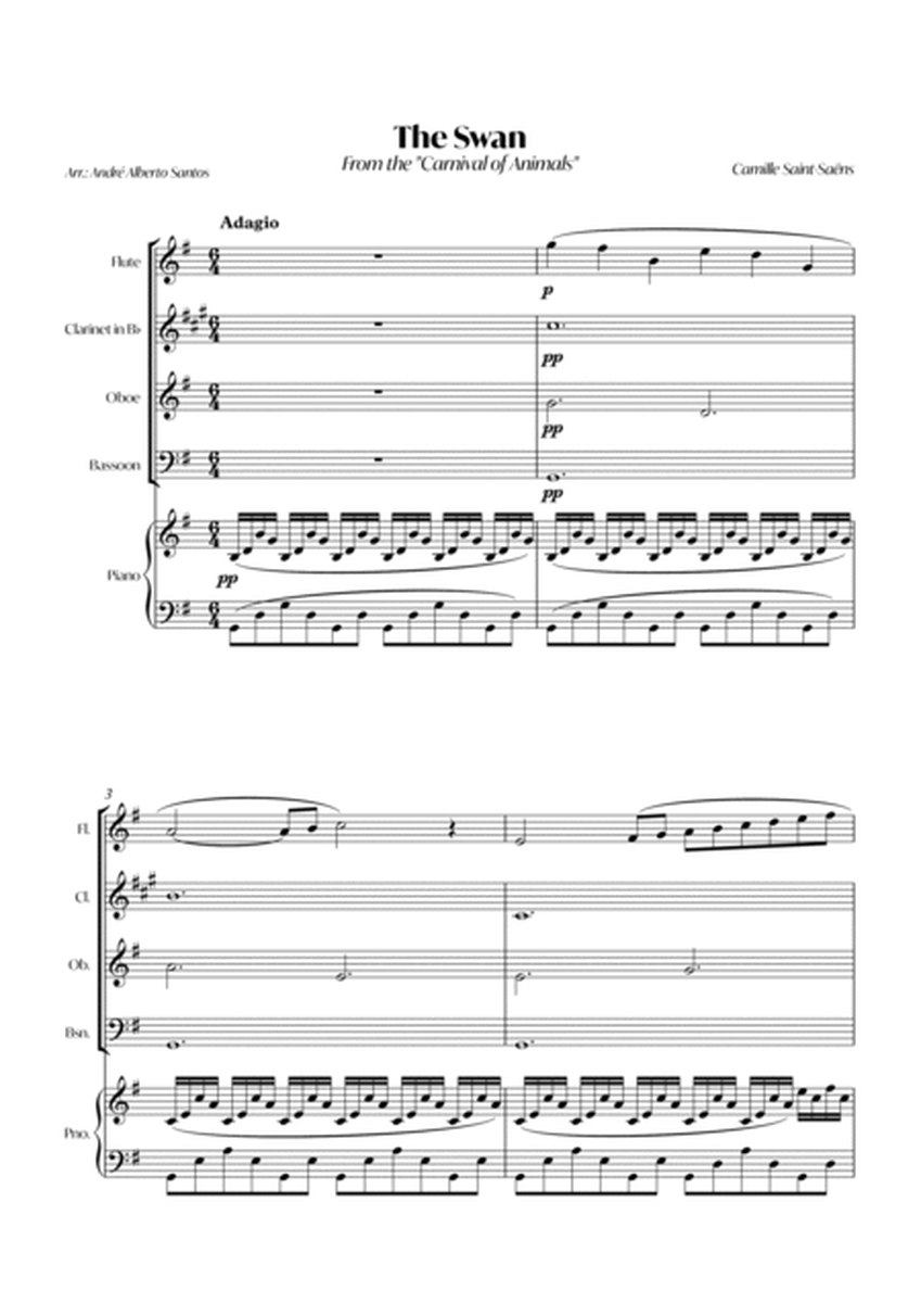 The Swan (C. Saint-Saëns) - Woodwind quartet with piano - Score and parts image number null
