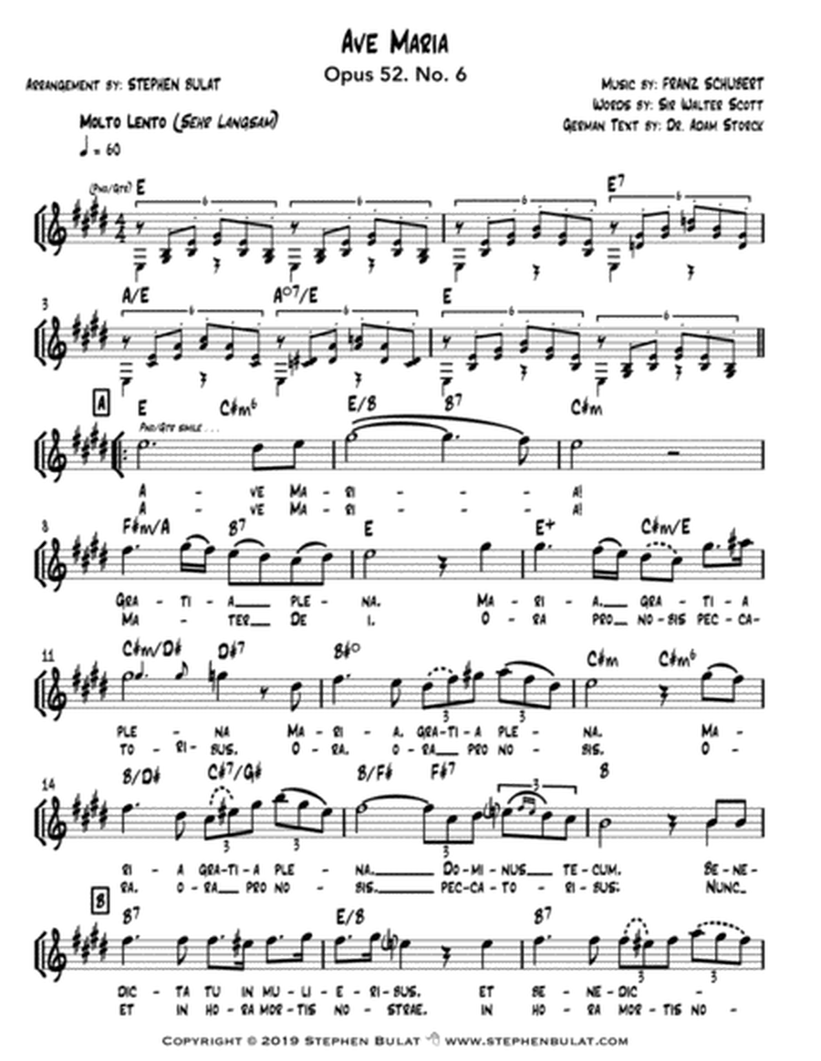 Ave Maria (Schubert) - Lead sheet (key of E)