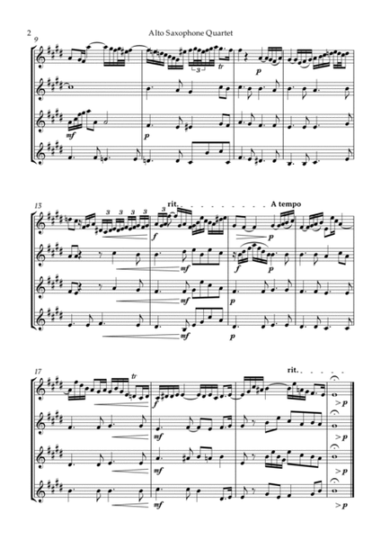 Arioso Bach Alto Saxophone Quartet by Johann Sebastian Bach Saxophone Quartet - Digital Sheet Music