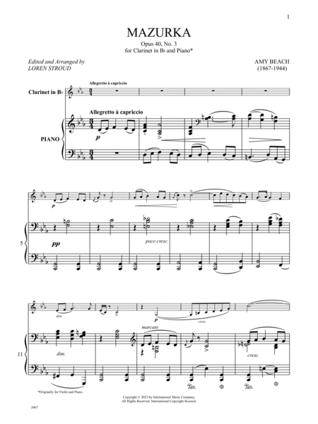 Mazurka, Opus 40, No. 3