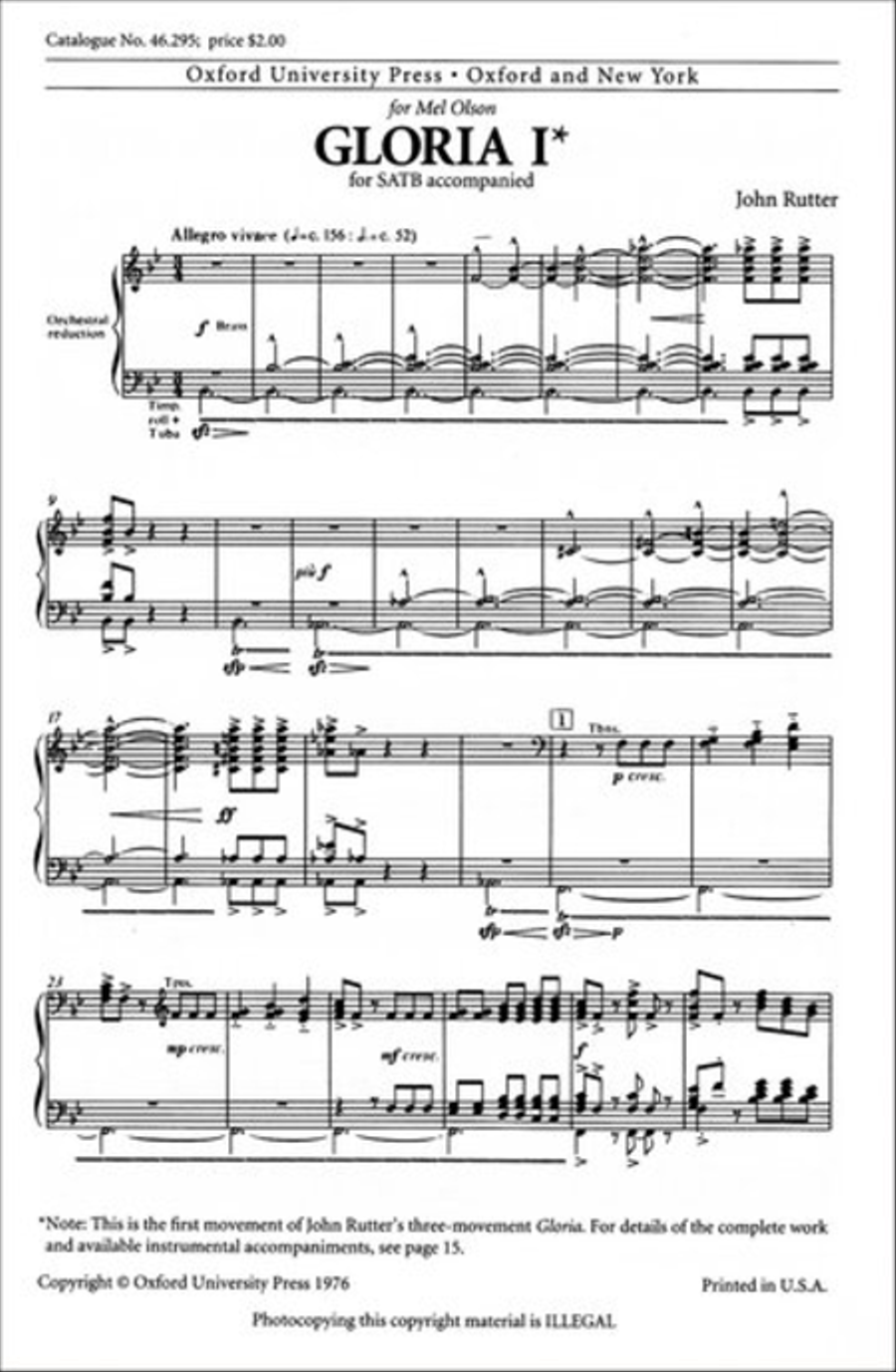 Gloria '1' 4-Part scores gallery preview page 1
