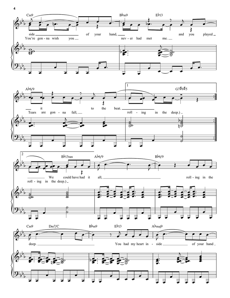 Rolling In The Deep [Jazz version] (arr. Brent Edstrom) High Voice scores gallery preview page 4