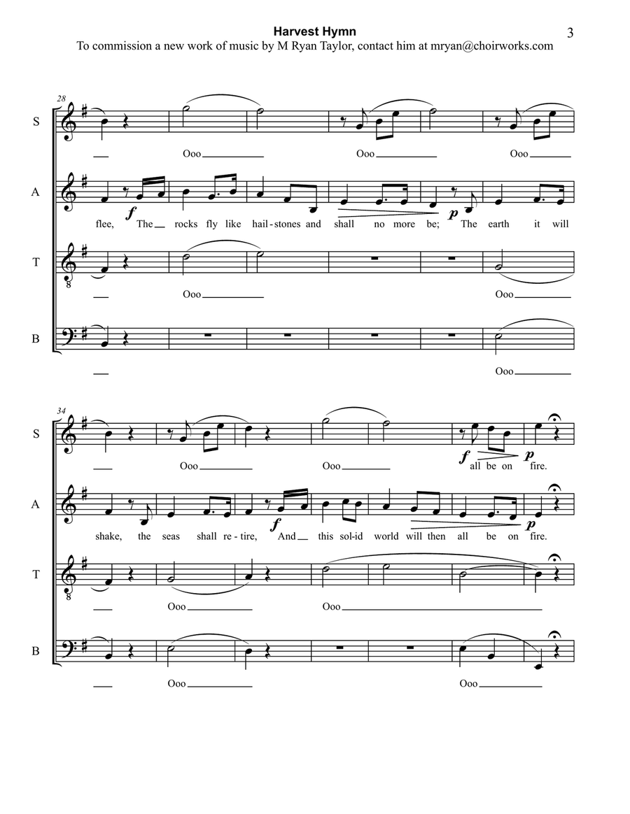 Harvest Hymn : SATB Acapella 4-Part scores gallery preview page 3