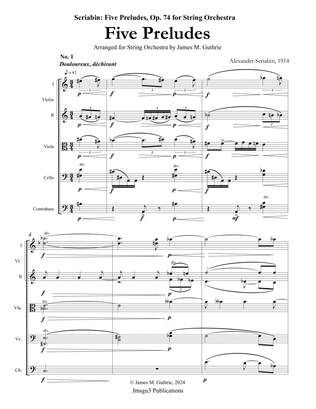 Scriabin: Five Preludes, Op. 74 for String Orchestra - Score Only