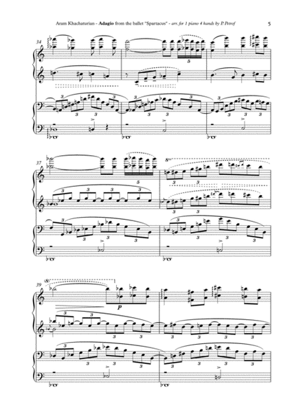 Khachaturian - ADAGIO from the ballet "Spartacus" - 1 piano 4 hands, score and parts image number null