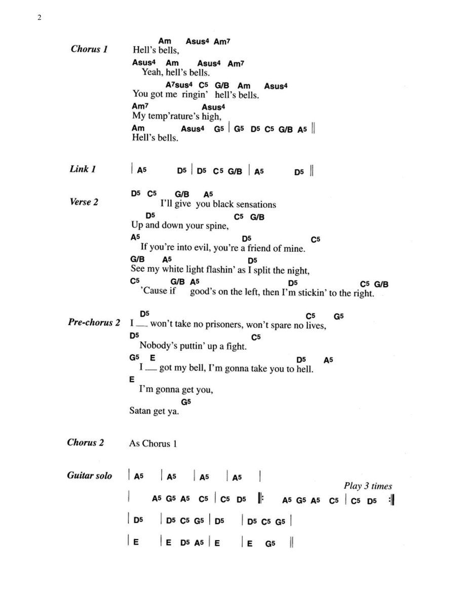 Hells Bells Acoustic Guitar scores gallery preview page 2