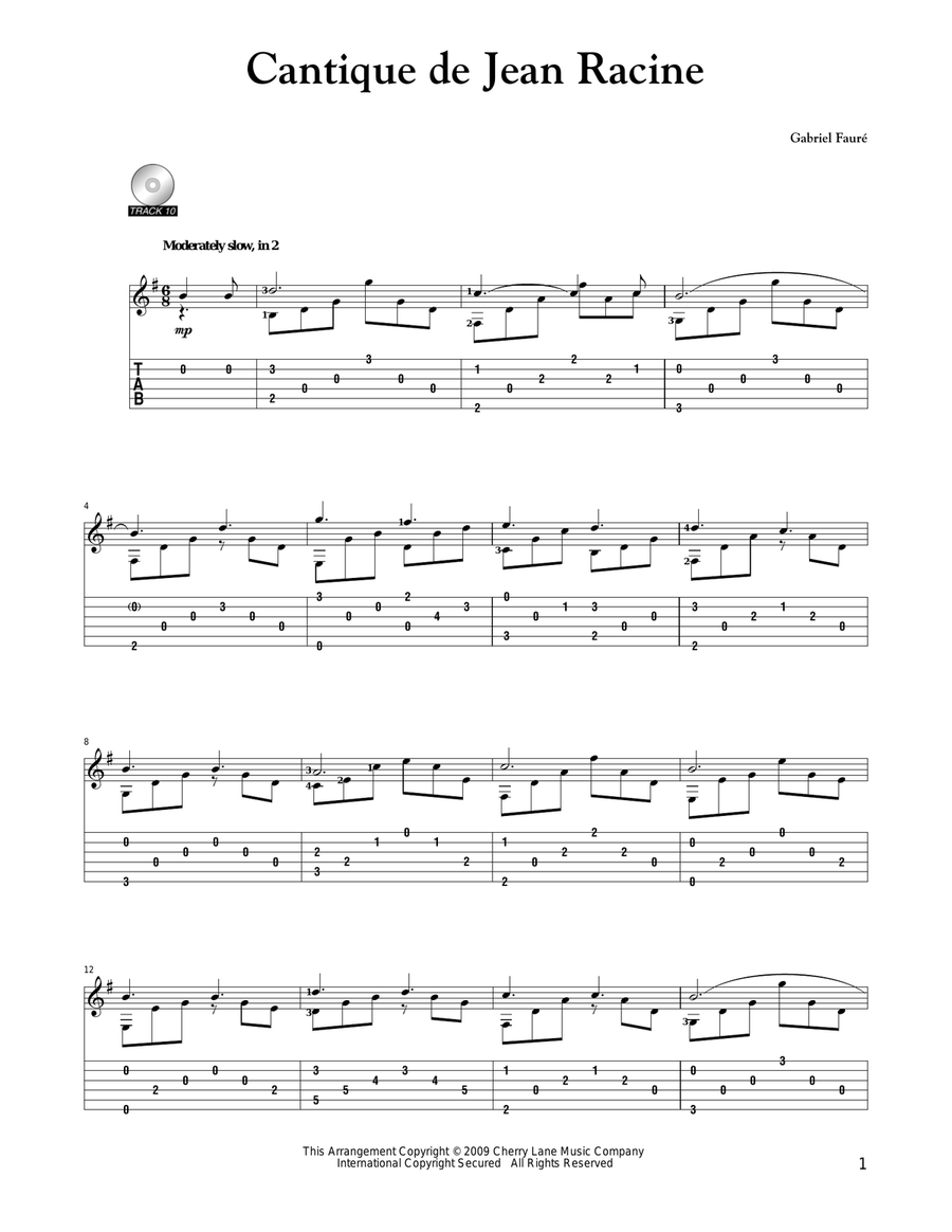 Cantique De Jean Racine Acoustic Guitar scores gallery preview page 1