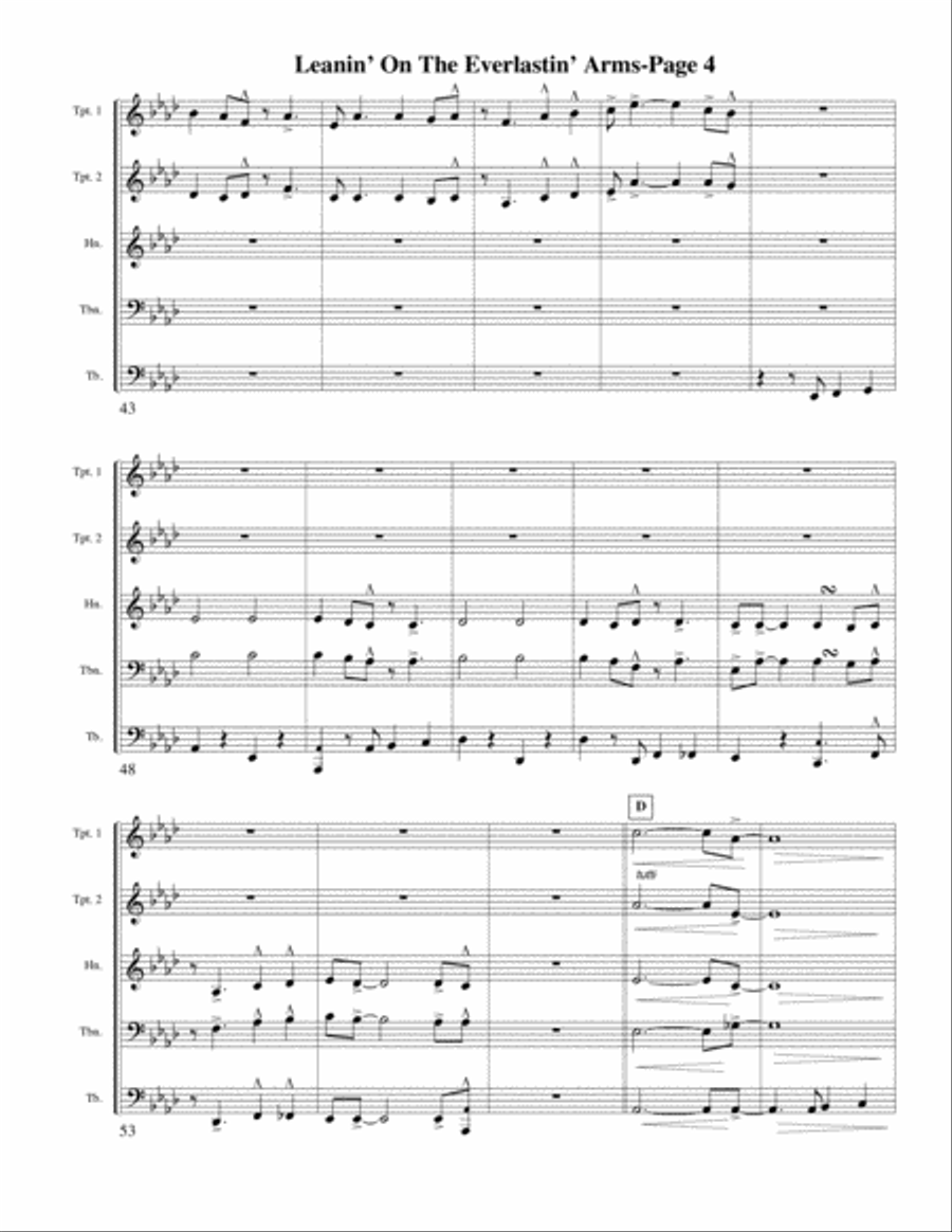 Leaning On the Everlasting Arms for Brass Quintet Brass Quintet scores gallery preview page 4