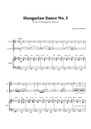 Hungarian Dance No. 5 by Brahms for Trumpet and Trombone Duet with Piano