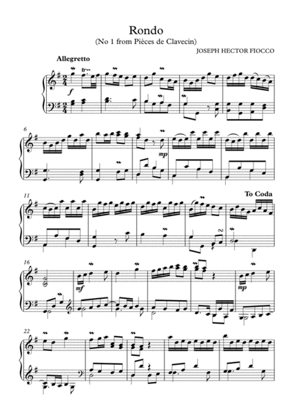 PRB Piano Series - Rondo, Andante & Allegro (Fiocco) image number null