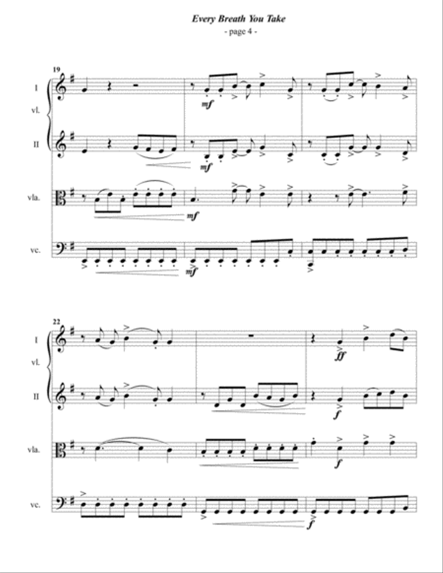 Every Breath You Take String Quartet scores gallery preview page 4