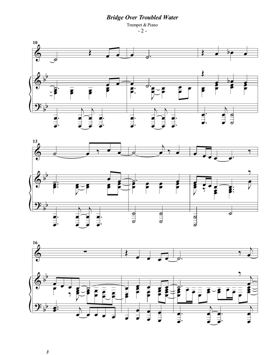 Bridge Over Troubled Water B-Flat Trumpet scores gallery preview page 2