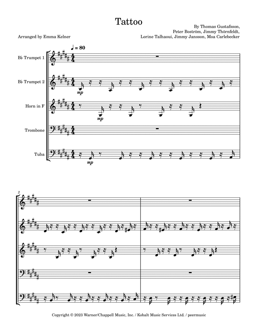 Tattoo Brass Quintet scores gallery preview page 1