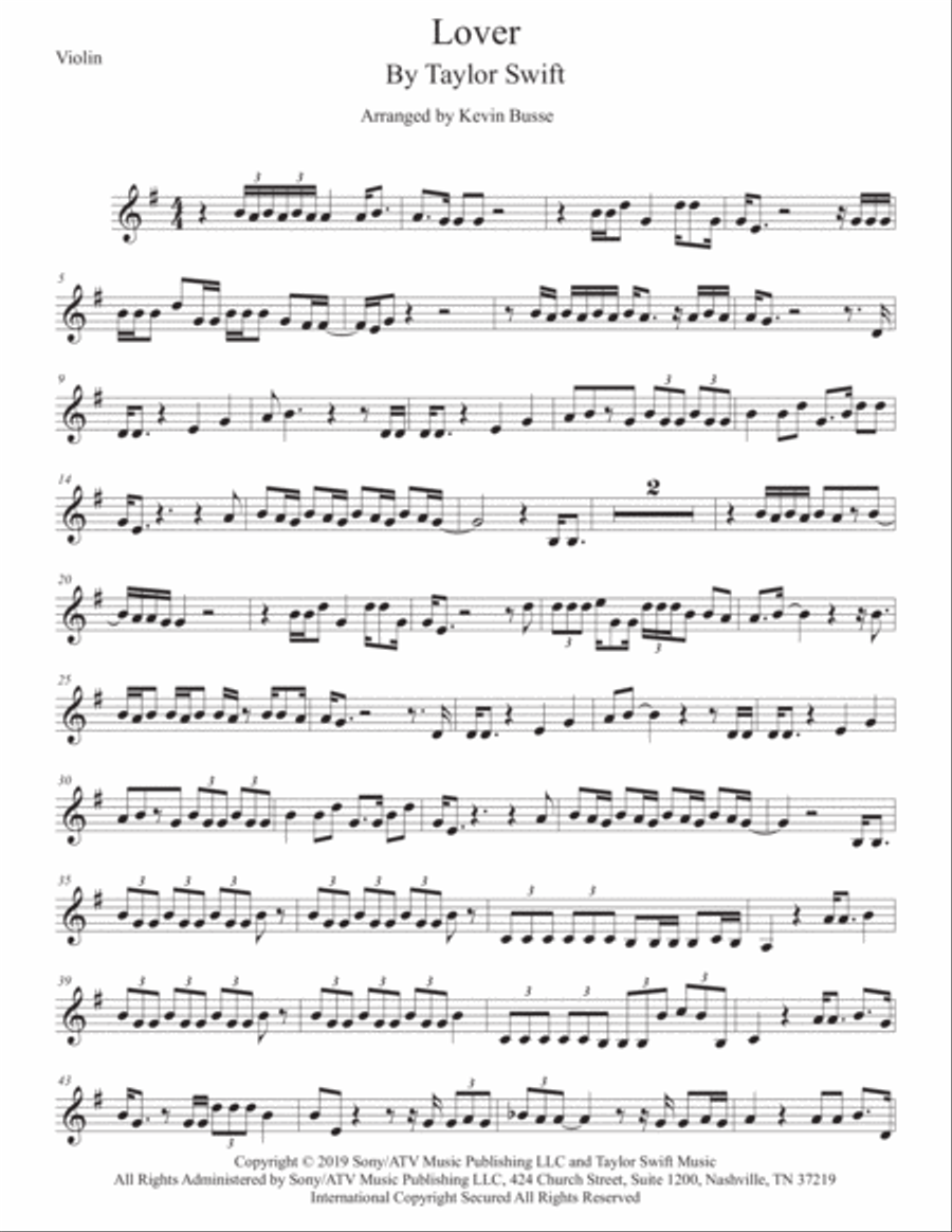 Lover Violin Solo scores gallery preview page 1