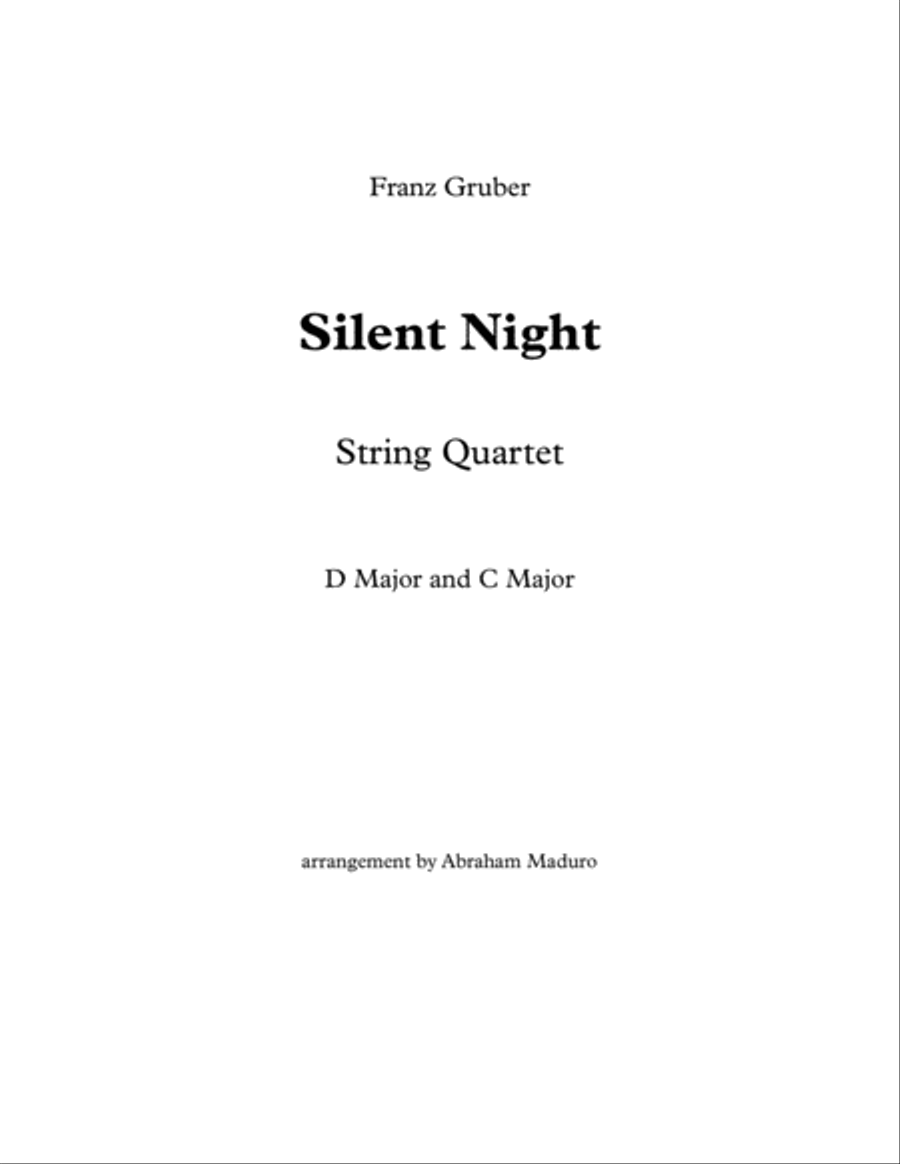 Silent Night String Quartet Two Tonalities Included String Quartet scores gallery preview page 1