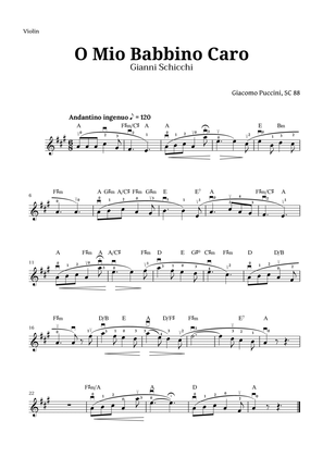 O Mio Babbino Caro by Puccini for Violin and Chords