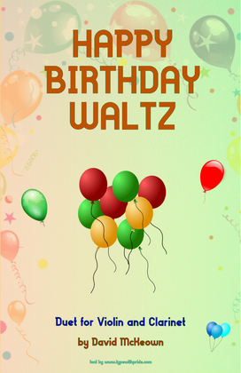 Book cover for Happy Birthday Waltz, for Violin and Clarinet Duet
