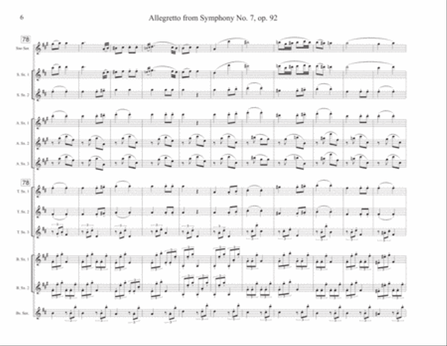 Allegretto from Symphony No. 7, op. 92 Woodwind Ensemble scores gallery preview page 6