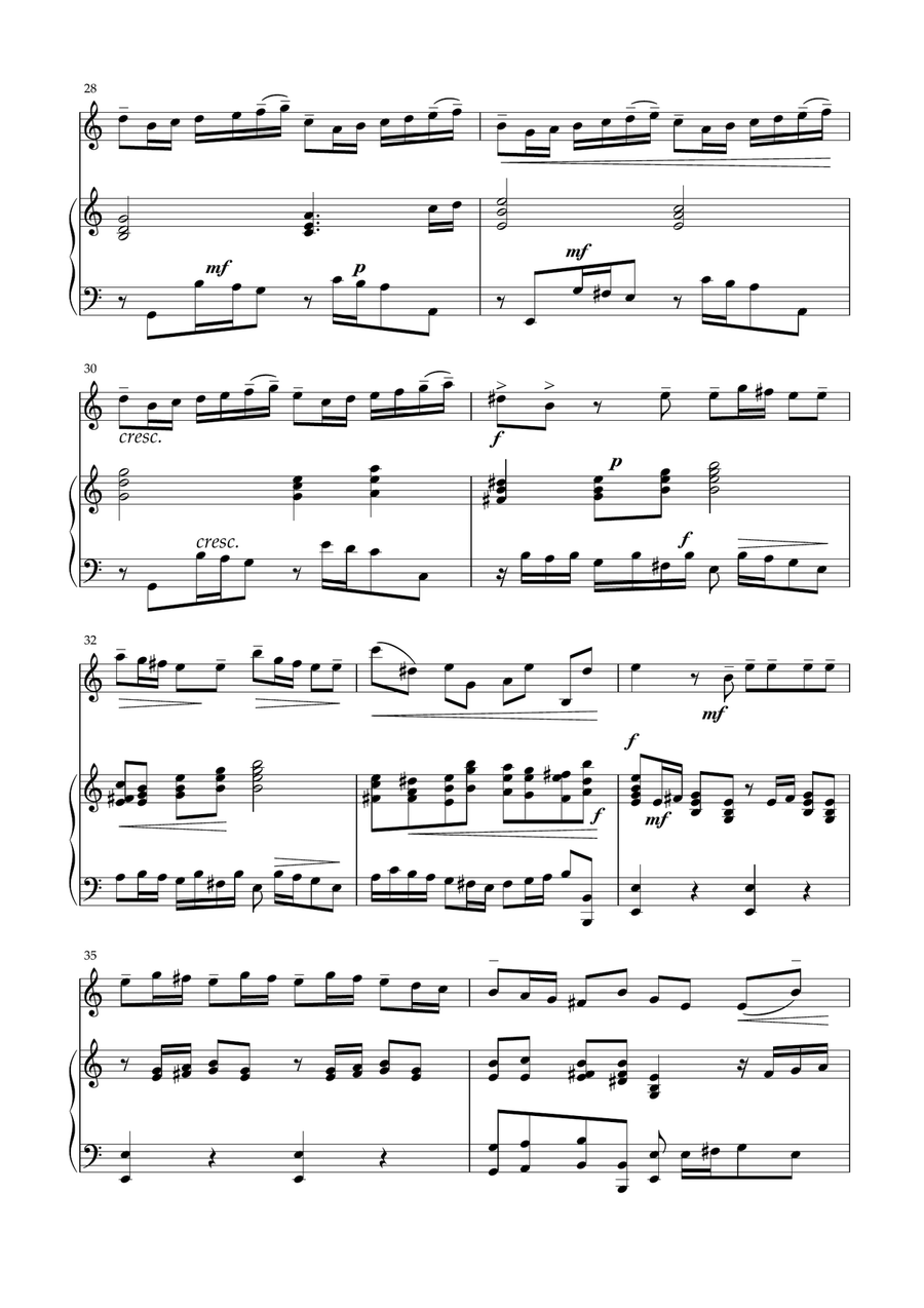Vivaldi - Concerto in A minor RV 356 (Allegro) for violin and piano Violin Solo scores gallery preview page 4