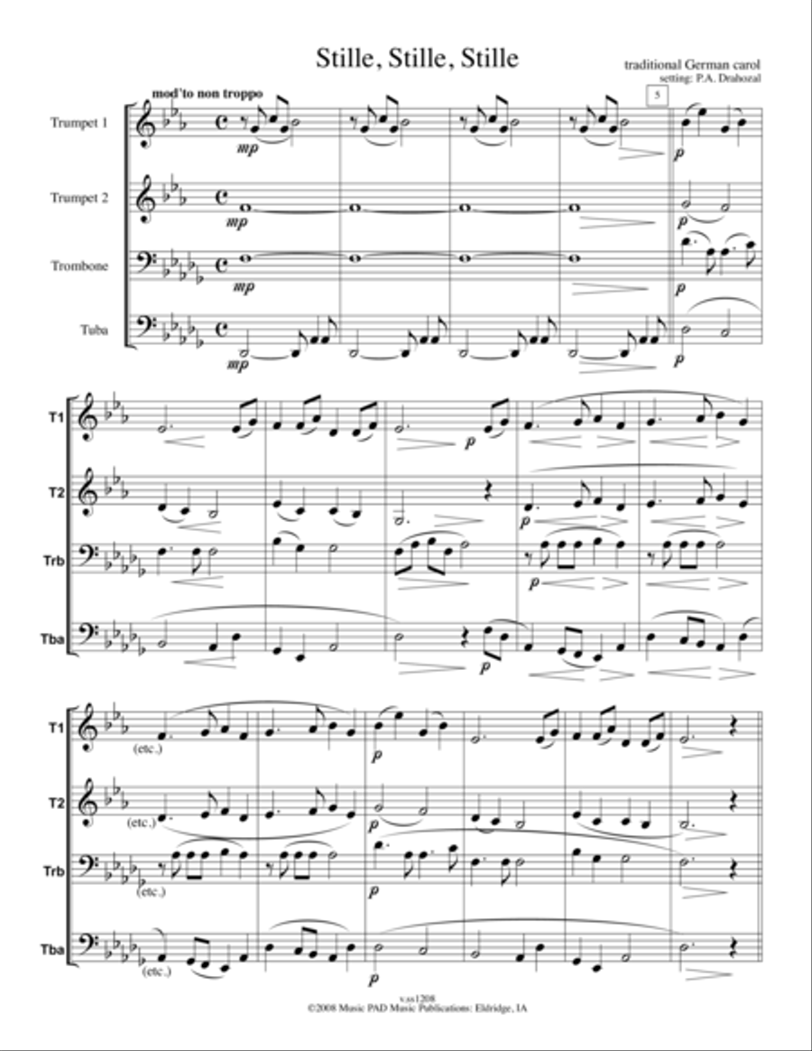 Stille Stille Stille (German Christmas Carol) For Mixed Brass Quartet Brass Quartet scores gallery preview page 1