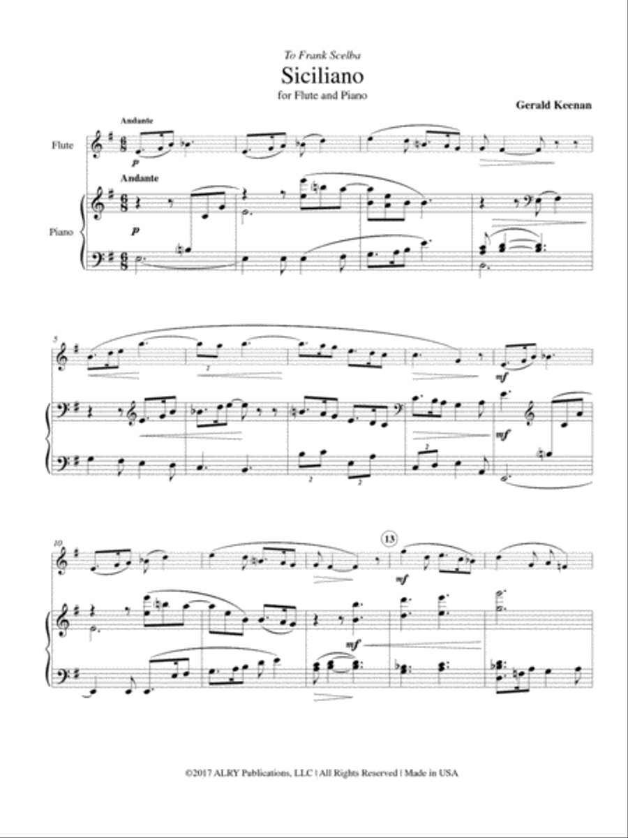 Siciliano for Flute and Piano Flute Solo scores gallery preview page 2