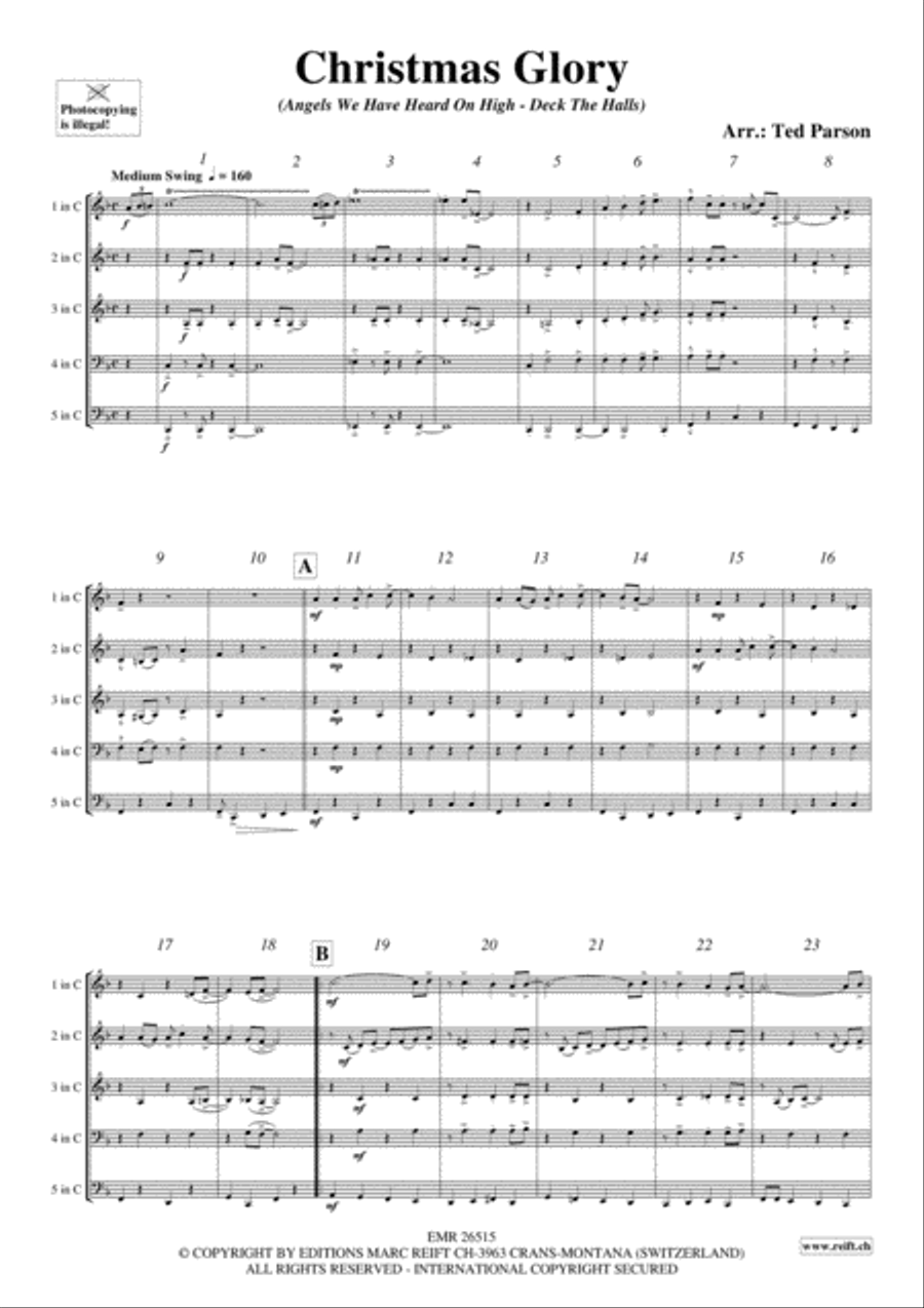 Chrismas Glory Brass Quintet scores gallery preview page 3