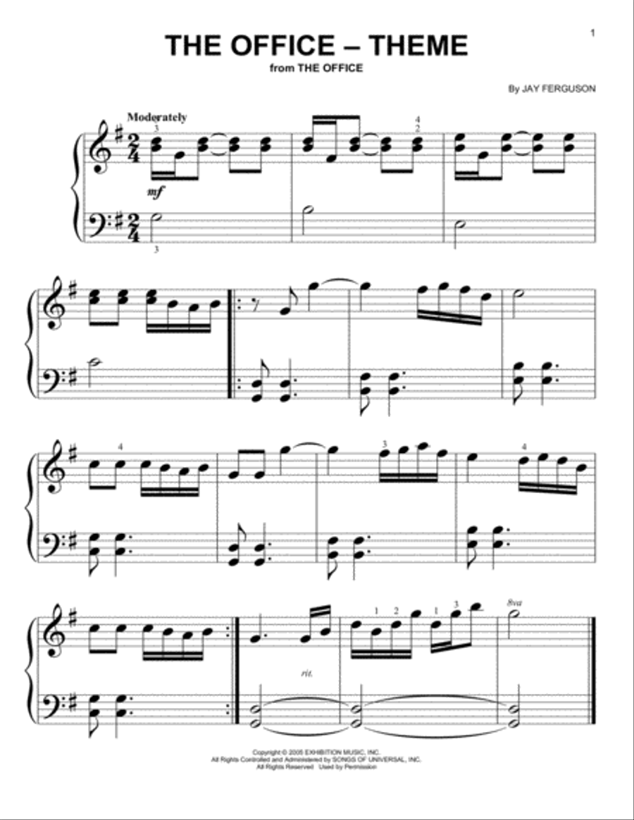 The office easy piano top