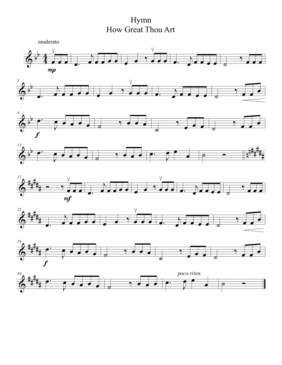 How Great Thou Art for violin solo Violin Solo scores gallery preview page 1