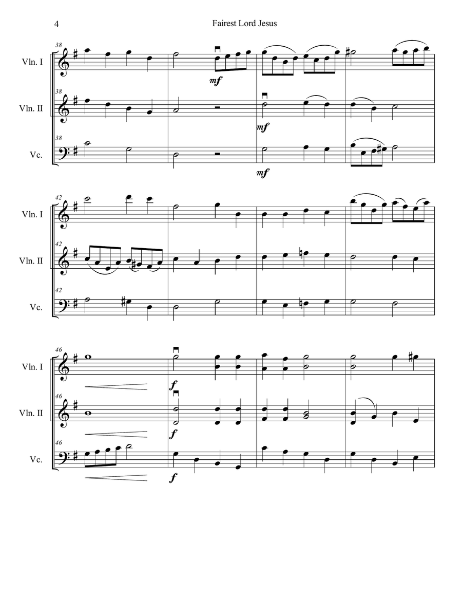 Fairest Lord Jesus String Trio scores gallery preview page 4