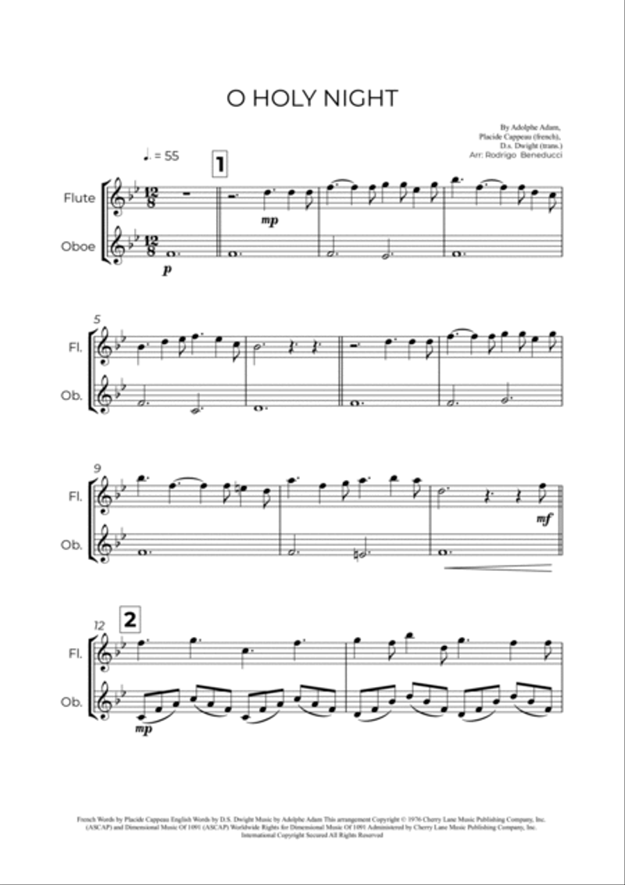 O Holy Night Woodwind Duet scores gallery preview page 2