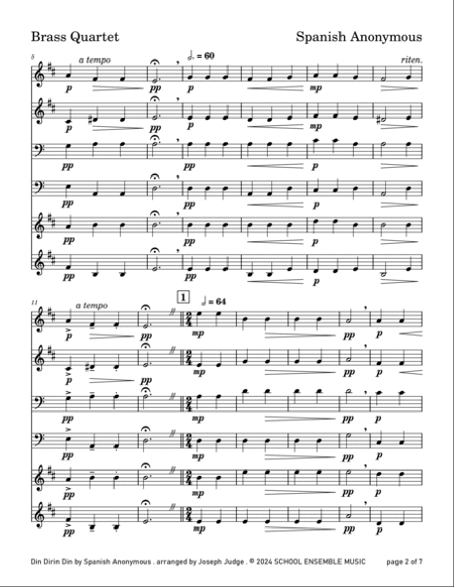 Din Dirin Din for Brass Quartet in Schools Brass Quartet scores gallery preview page 2