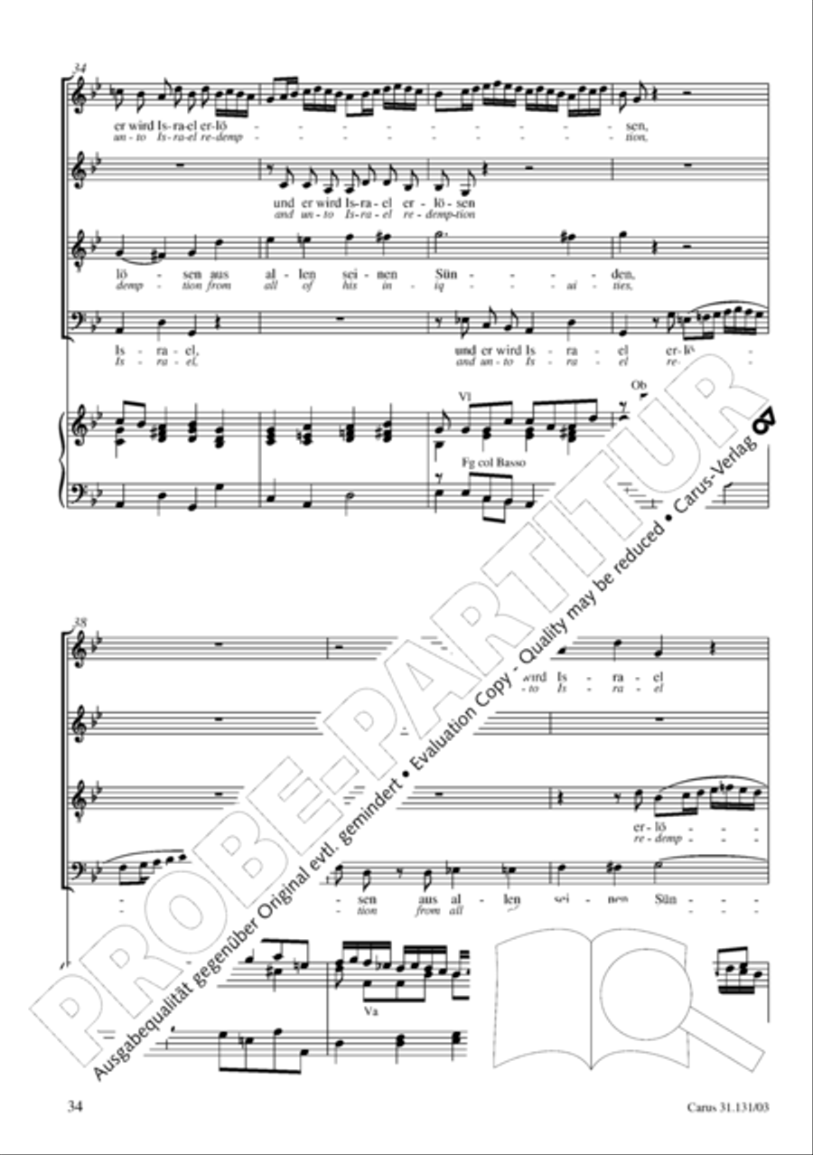 Form the deep, Lord, cried I, Lord, to Thee (Aus der Tiefe rufe ich, Herr, zu dir) 4-Part scores gallery preview page 35