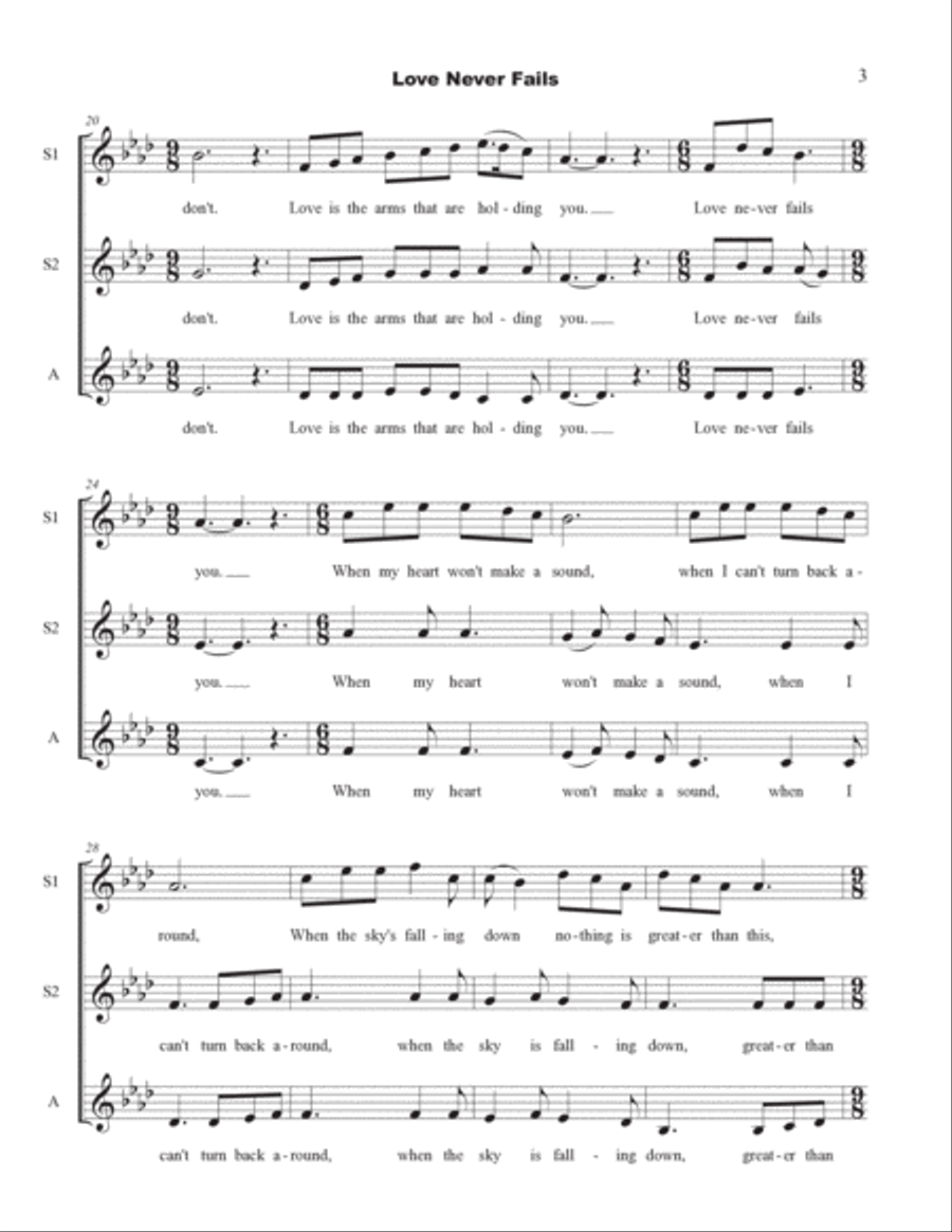 Love Never Fails SSA scores gallery preview page 3