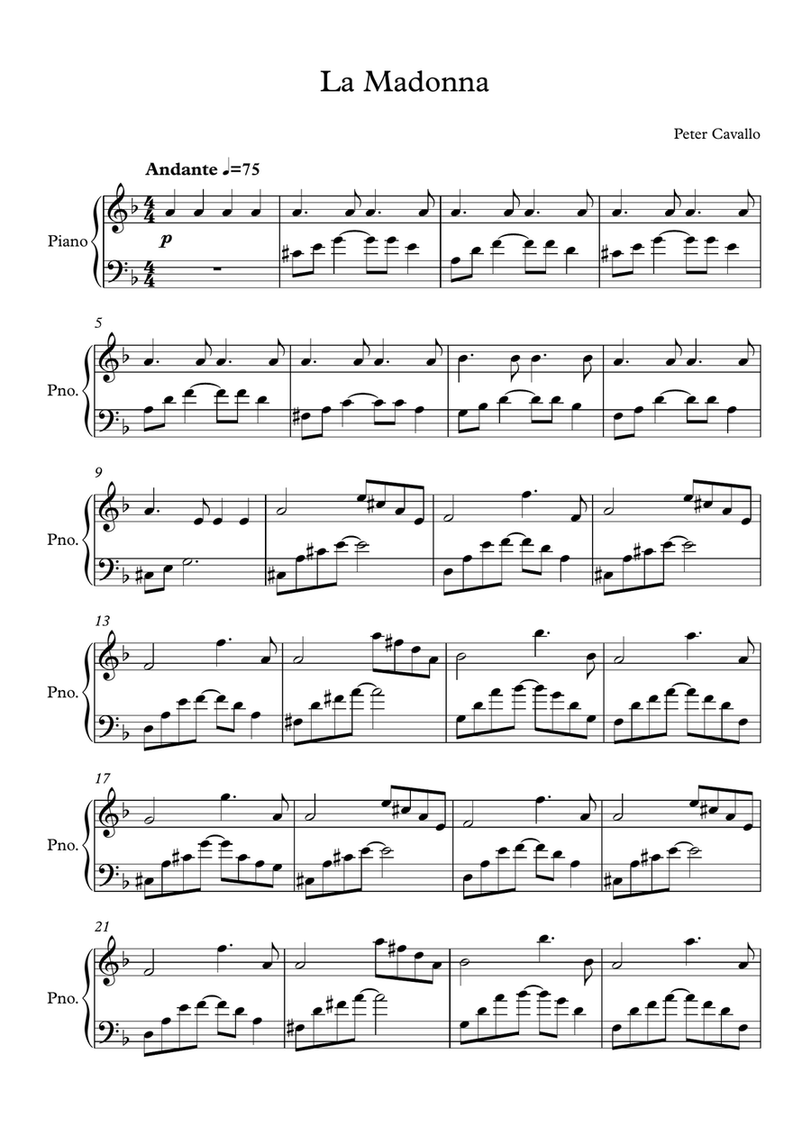 La Madonna La Madonna Piano Solo scores gallery preview page 1