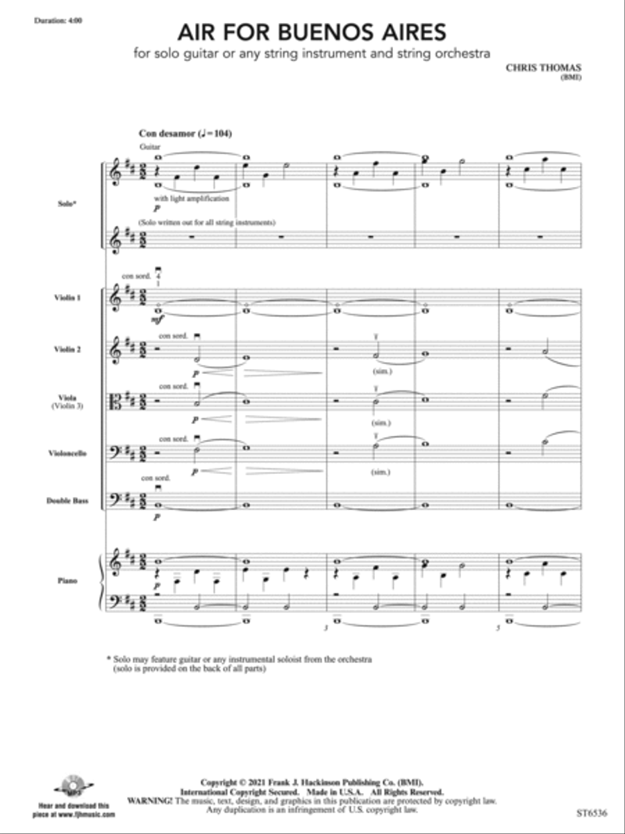 Air for Buenos Aires: Score String Orchestra scores gallery preview page 3