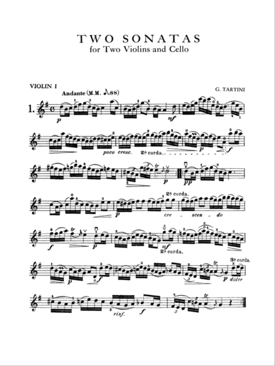 Tartini: Two Sonatas for String Trio (Score & Parts)